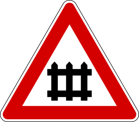 Level crossing with barrier or gate ahead