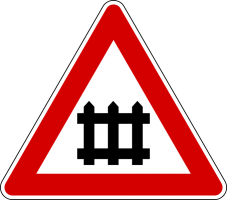 Level crossing with barrier or gate ahead