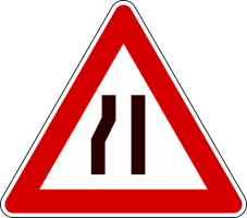 Road narrows on left