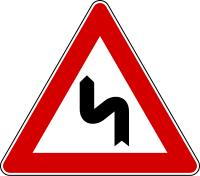 Double bend, first to left